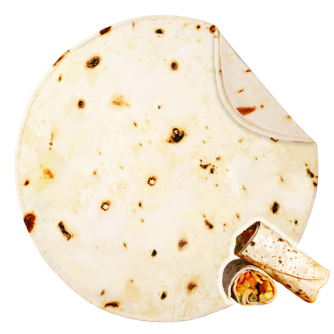 80 Inches Tortilla Pattern Blanket with Pouch, 300 GSM Double Sided Blanket for Adults, Super Soft Flannel for Bed
