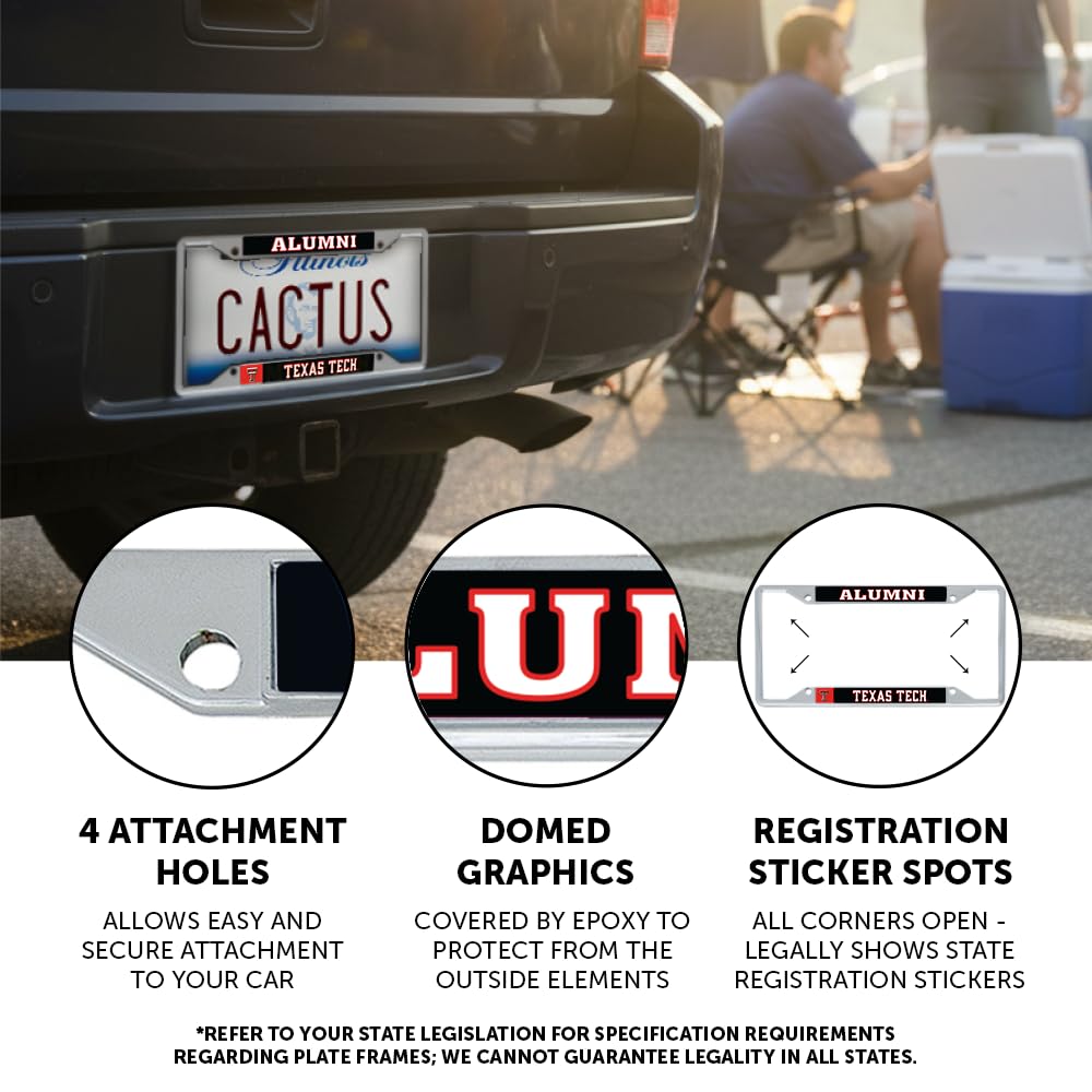 Texas Tech University License Plate Frame TTU Red Raiders Metal Car Tag Holder