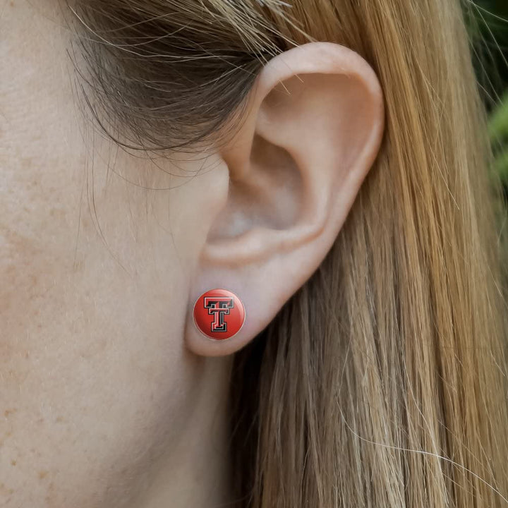 Texas Tech University Raiders Logo Novelty Silver Plated Stud Earrings
