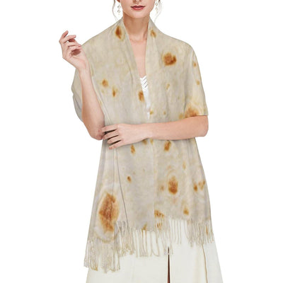 Burrito Tortilla Pattern Women's Autumn Winter Scarf Tassel Soft Warm Blanket Scarf Shawl 200x70cm