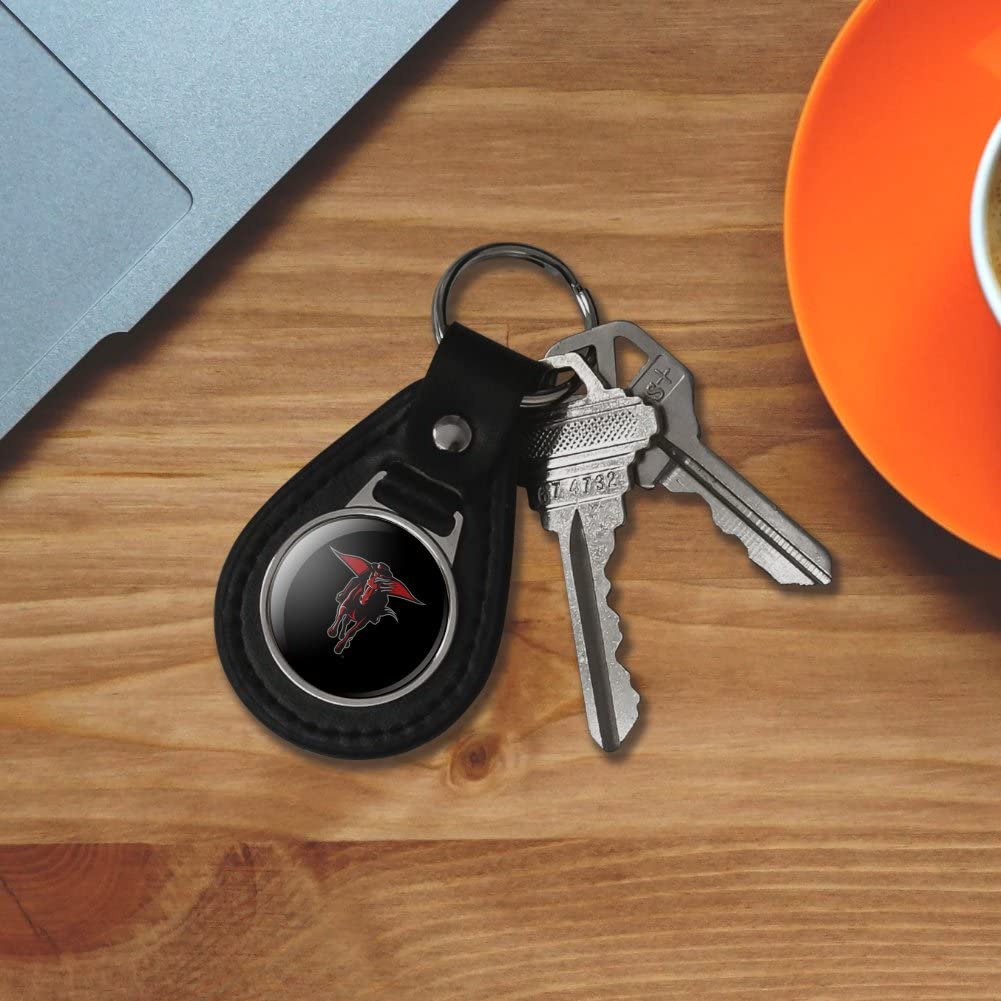 GRAPHICS &amp; MORE Black Leather Texas Tech University Secondary Keychain