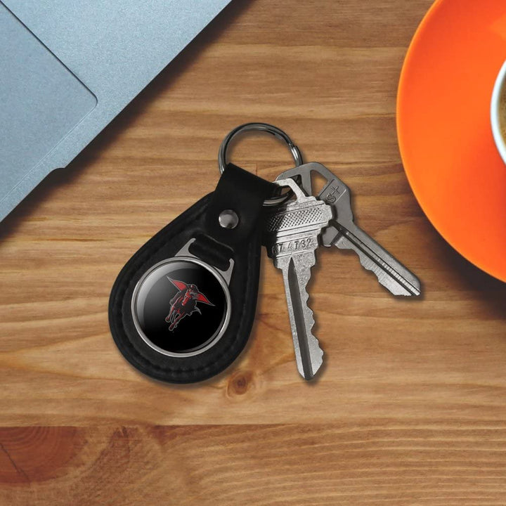 GRAPHICS &amp; MORE Black Leather Texas Tech University Secondary Keychain