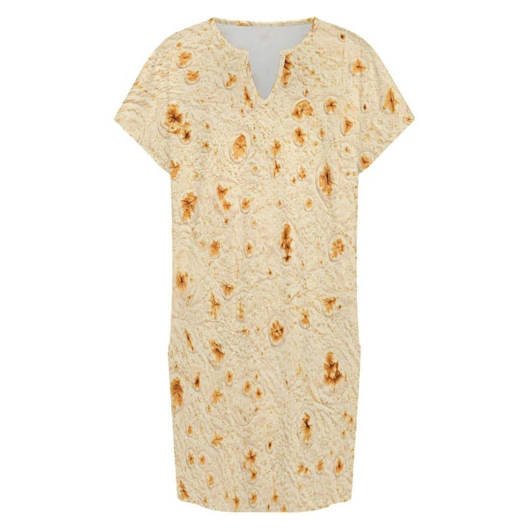 Womens Summer Dresses T Shirt Dress with Pockets Tortilla Print