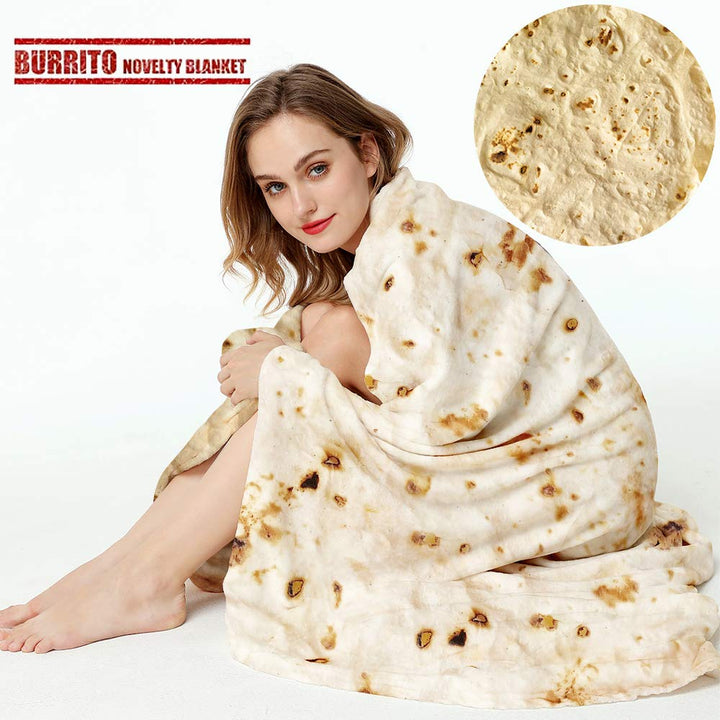 Tortilla Throw Blankets for Adults Teen Kids, Double Sided Wrap Blankets, Novelty Realistic Flannel Round Blankets, Unique Gift for Girl Women 47in