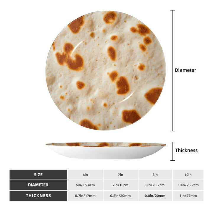 Tortilla Print Decorative Plates with Stand 6in for Living Room Table Decor Art Porcelain Plate