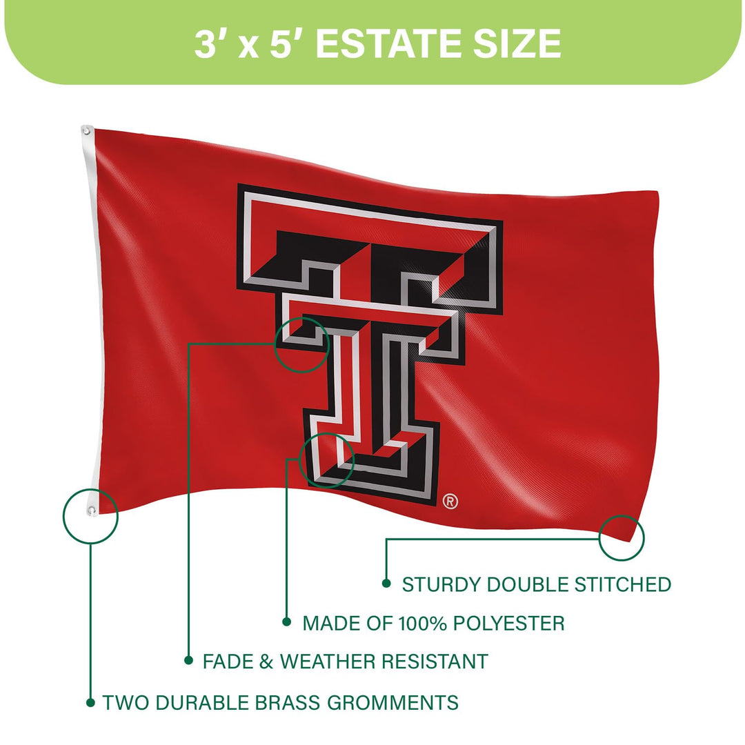 Texas Tech University Flag with Grommets, 3&