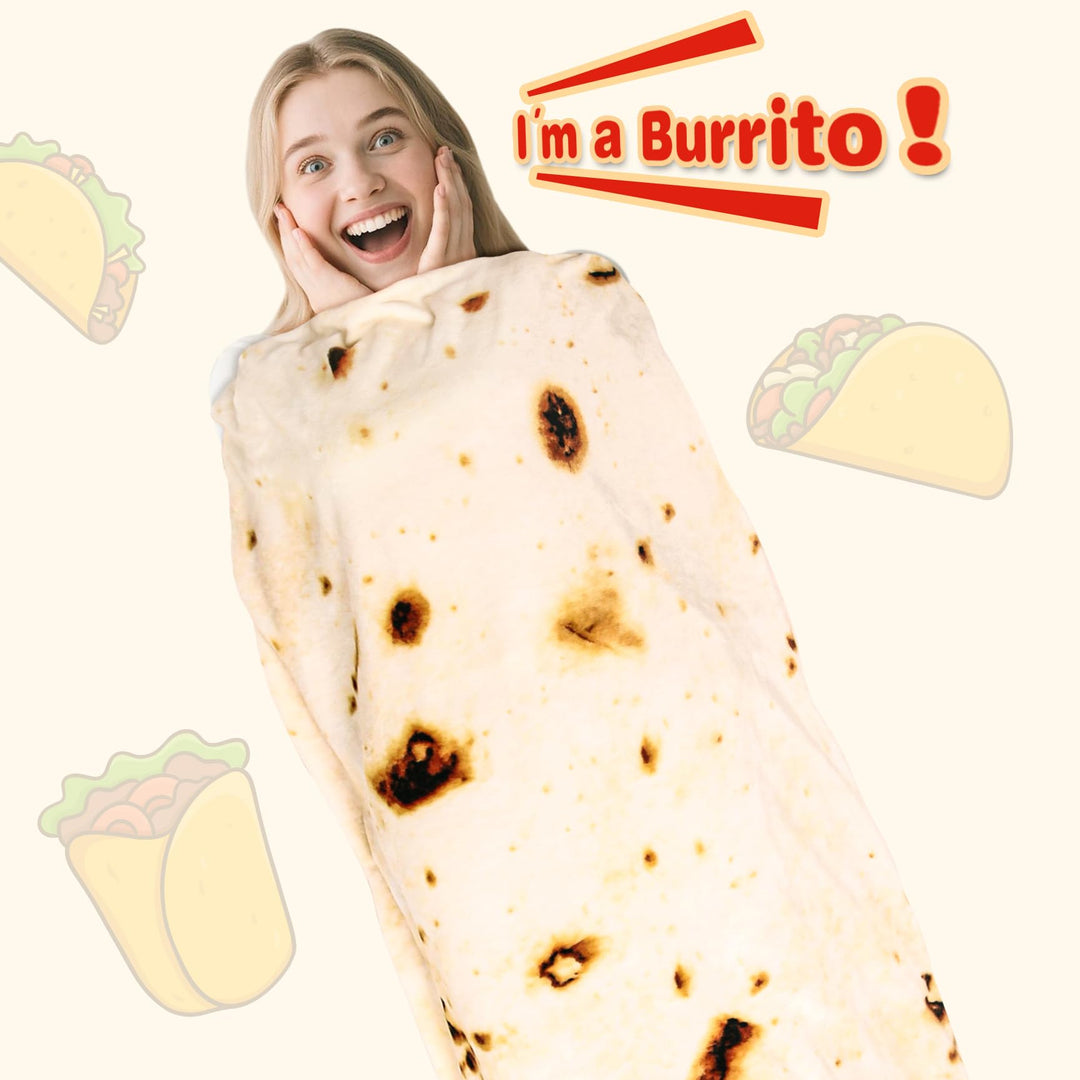 Tortilla Throw Blanket, Gift for Adults Teens Kid Men Women, 285 GSM Soft Flannel Birthday Gag Gift for Boy and Girl 71 inches