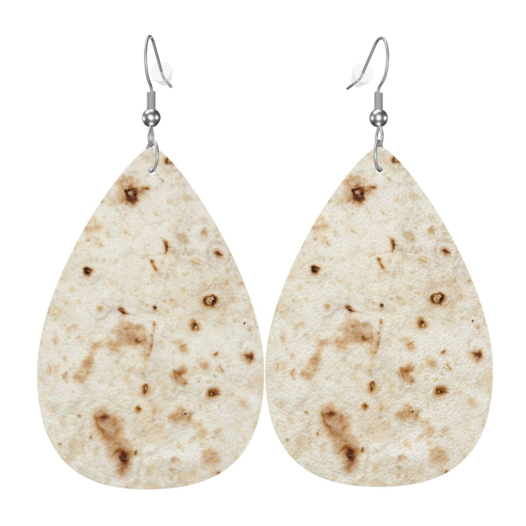 Giant Flour Tortilla Taco Earrings Dangle Earrings Double-Sided Leather Drop Teardrop Earrings Holiday Party Jewelry Gifts For Women
