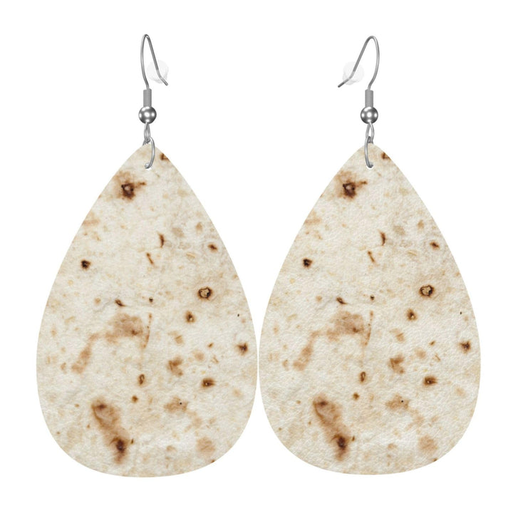 Giant Flour Tortilla Taco Earrings Dangle Earrings Double-Sided Leather Drop Teardrop Earrings Holiday Party Jewelry Gifts For Women