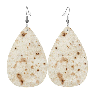 Giant Flour Tortilla Taco Earrings Dangle Earrings Double-Sided Leather Drop Teardrop Earrings Holiday Party Jewelry Gifts For Women