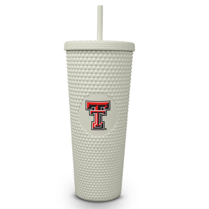 Sorority Shop TTU Studded Tumbler with Lid and Straw - 24.Oz Double Walled Leak-Proof Cup with Lid and Straw, Keeps Drinks Hot &amp; Cold, Texas Tech Drinkware with University Logo
