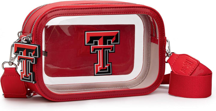 Montana West Texas Tech Clear Stadium Bag for Women - Stadium Approved, Clear Crossbody Bag Clear Crossbody Bag with Removable Strap, Transparent Handbag for Concerts &amp; Sports Fan Gifts | NC-TTU016RD