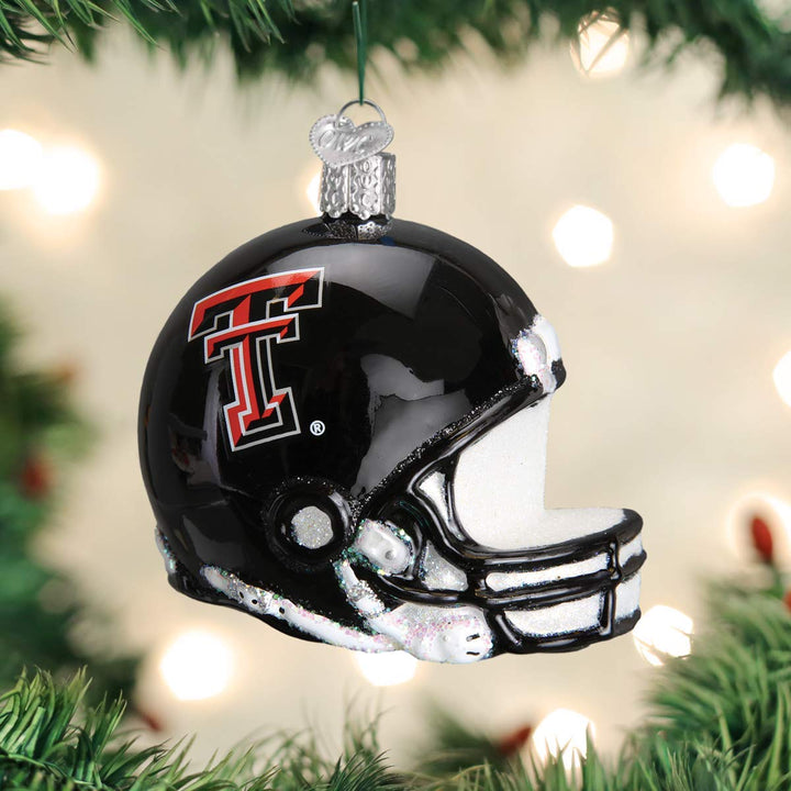Old World Christmas Texas Tech Helmet Glass Blown Ornament for Christmas Tree, Handcrafted Holiday Decoration, University Collection