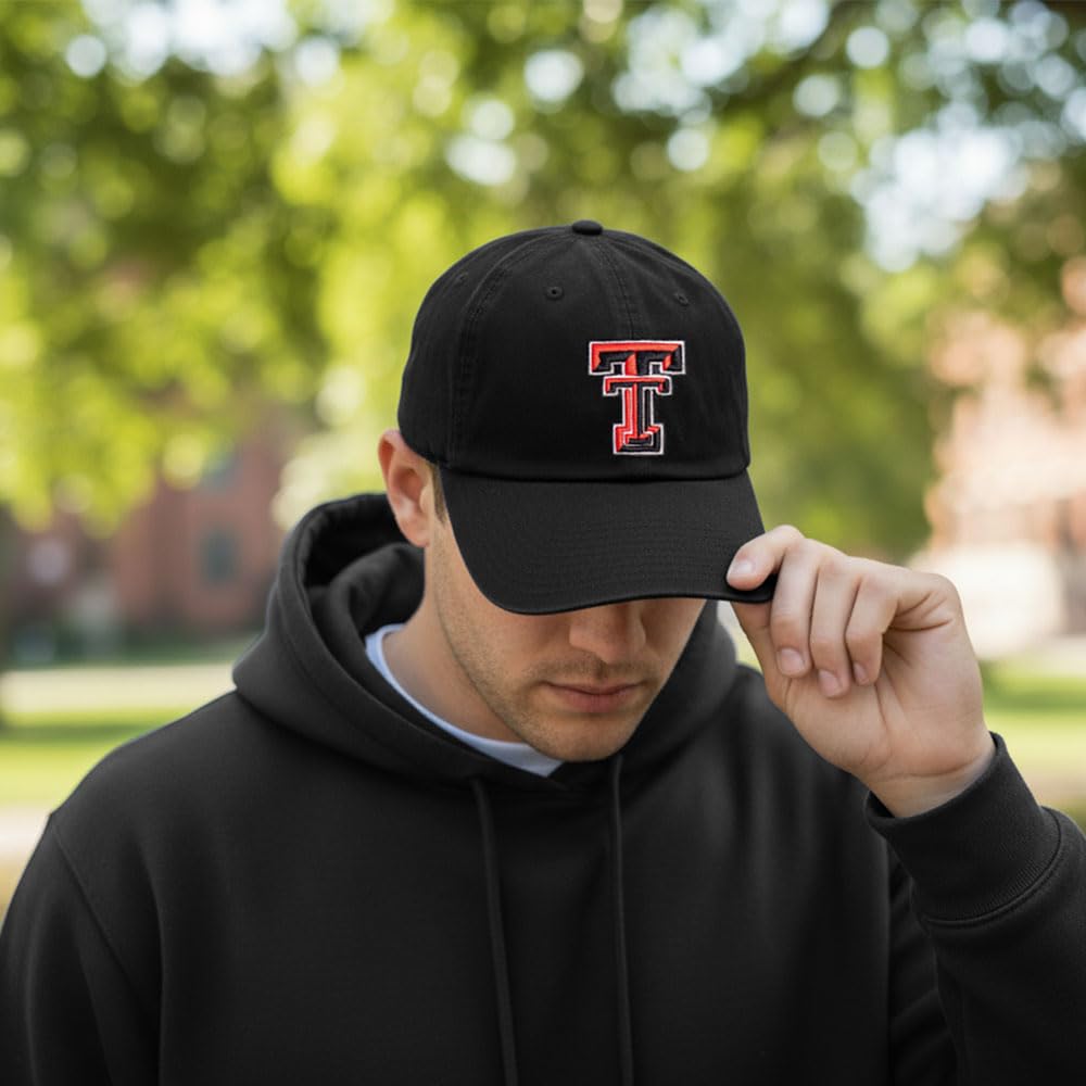 Desert Cactus Texas Tech University Baseball Hat TTU Red Raiders Brimmed Embroidered Hats Cap Adjustable Cloth Strap Adult (Style B1)