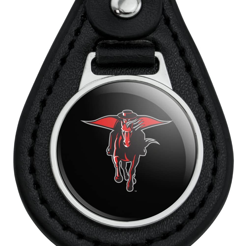 GRAPHICS &amp; MORE Black Leather Texas Tech University Secondary Keychain