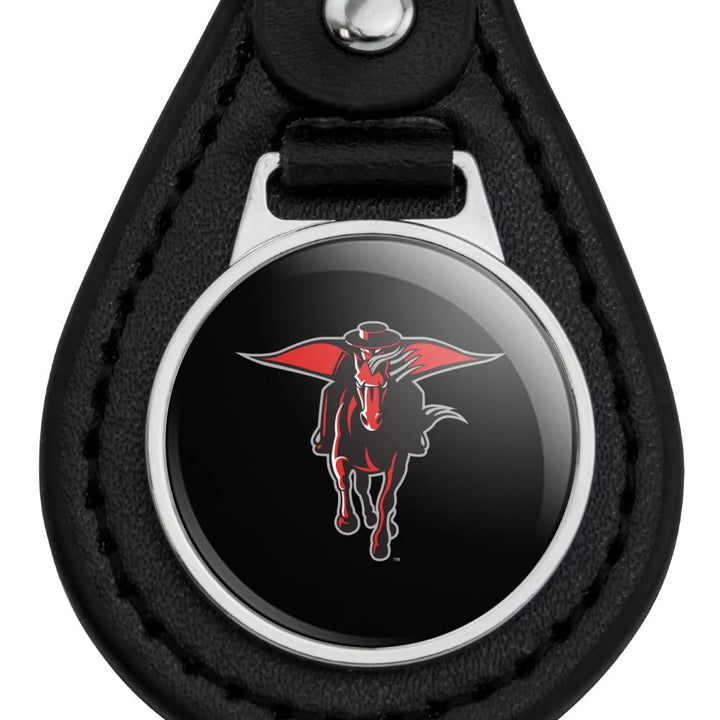 GRAPHICS &amp; MORE Black Leather Texas Tech University Secondary Keychain