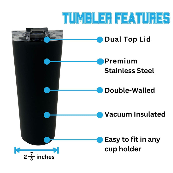 Decorvo Officially Licensed Collegiate Stainless Steel Tumbler - Double Walled Insulated Travel Tumbler - 24 oz (TX Tech Black)
