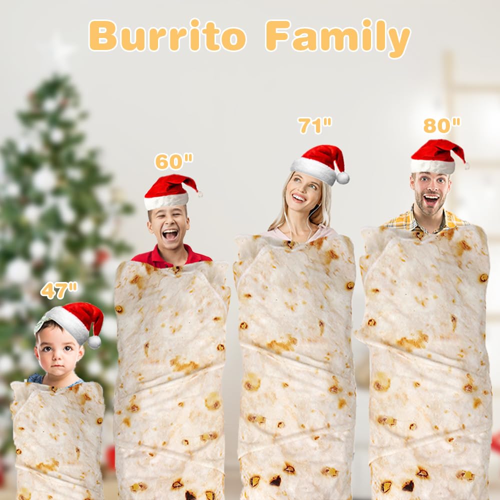 Tortilla Throw Blankets for Adults Teen Kids, Double Sided Wrap Blankets, Novelty Realistic Flannel Round Blankets, Unique Gift for Girl Women 47in