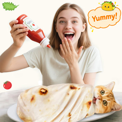 CASOFU Baby Burritos Swaddle Blanket, Tortilla Wrap Blankets Funny Gifts for Baby Shower Boy Girl Toddler Newborn, 285 GSM Soft Flannel Food Blanket White Elephant Gifts for Toddler (Beige, 36 inches)