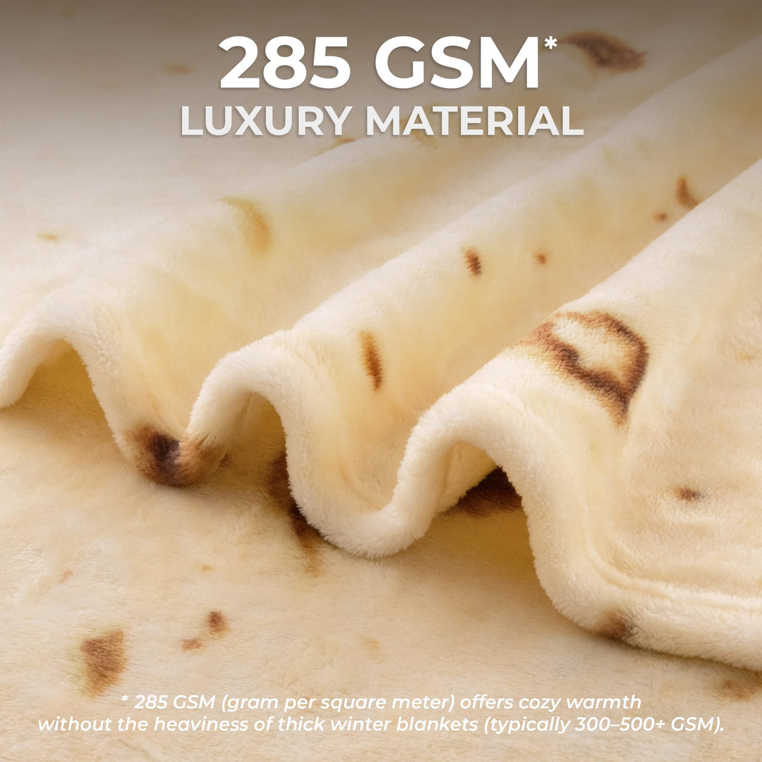 Extra Large Tortilla Throw Blanket – Wrap Yourself Double-Sided 71 Inches, Ultra Cozy Blanket, Super Soft 285 GSM Flannel