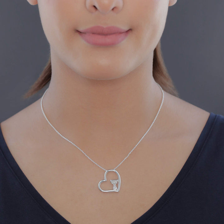 Dayna Designs Texas Tech Heart Pendant Necklace - Platinum over 925 Solid Sterling Silver, 18 Inch Rope Chain, Officially Licensed Jewelry Gifts for Coaches, Women, NCAA Red Raiders Logo Charms