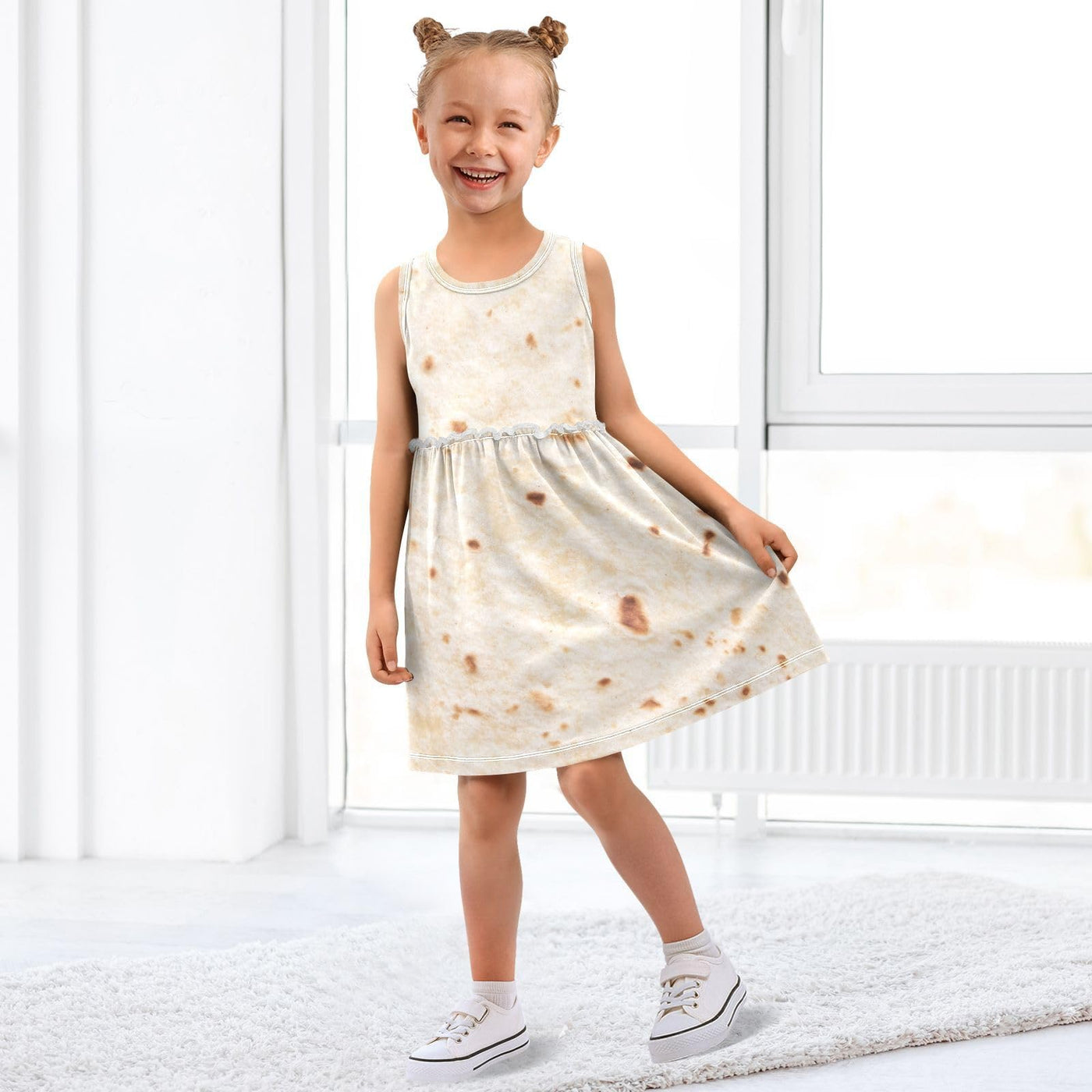 PBJCKAH Mexican Burrito Tortilla Retro Girls Casual Dress Cotton Summer Clothes for Kids 6Y