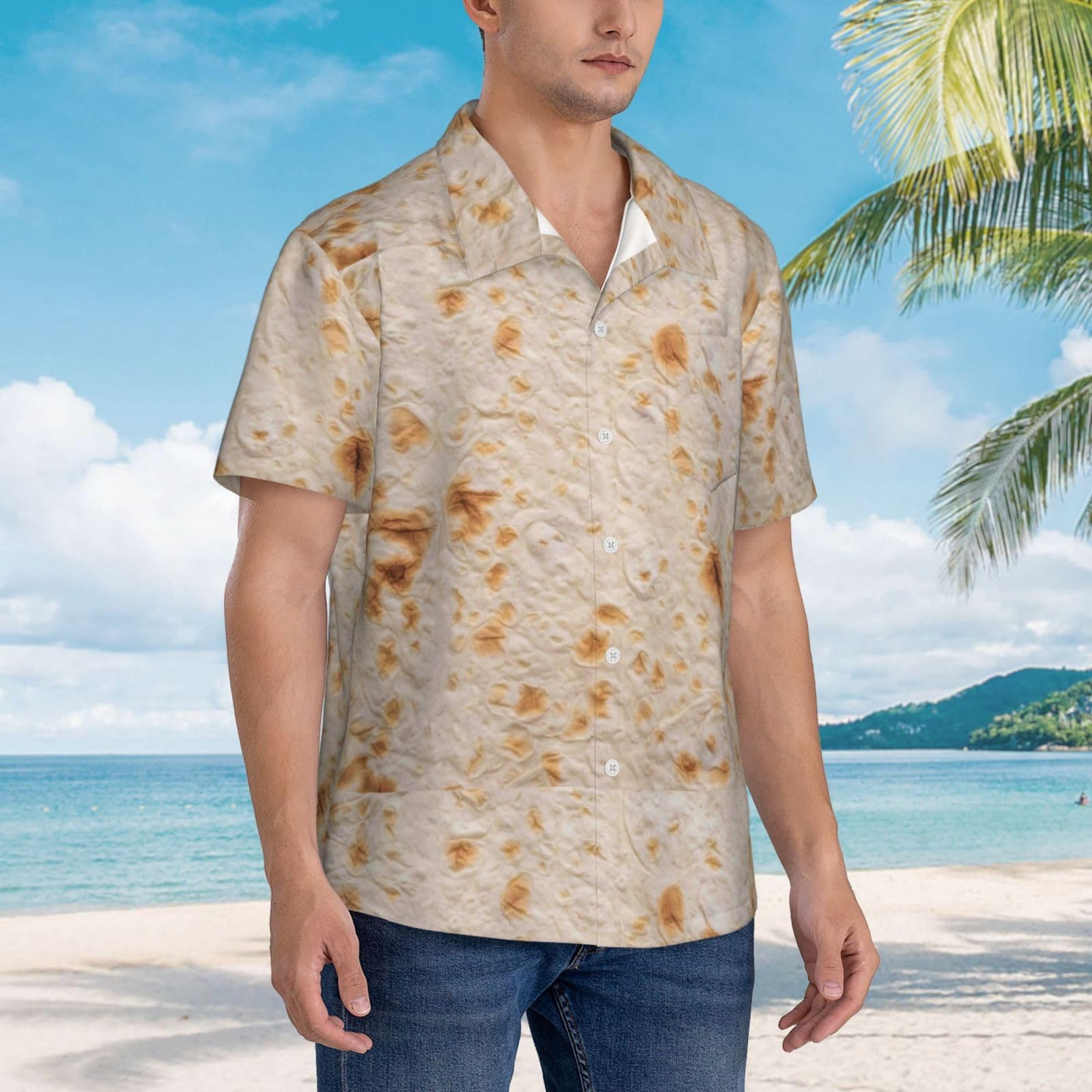 Pevtufa Tortilla Hawaiian Shirt Men Casual Shortsleeve Beach Party Black