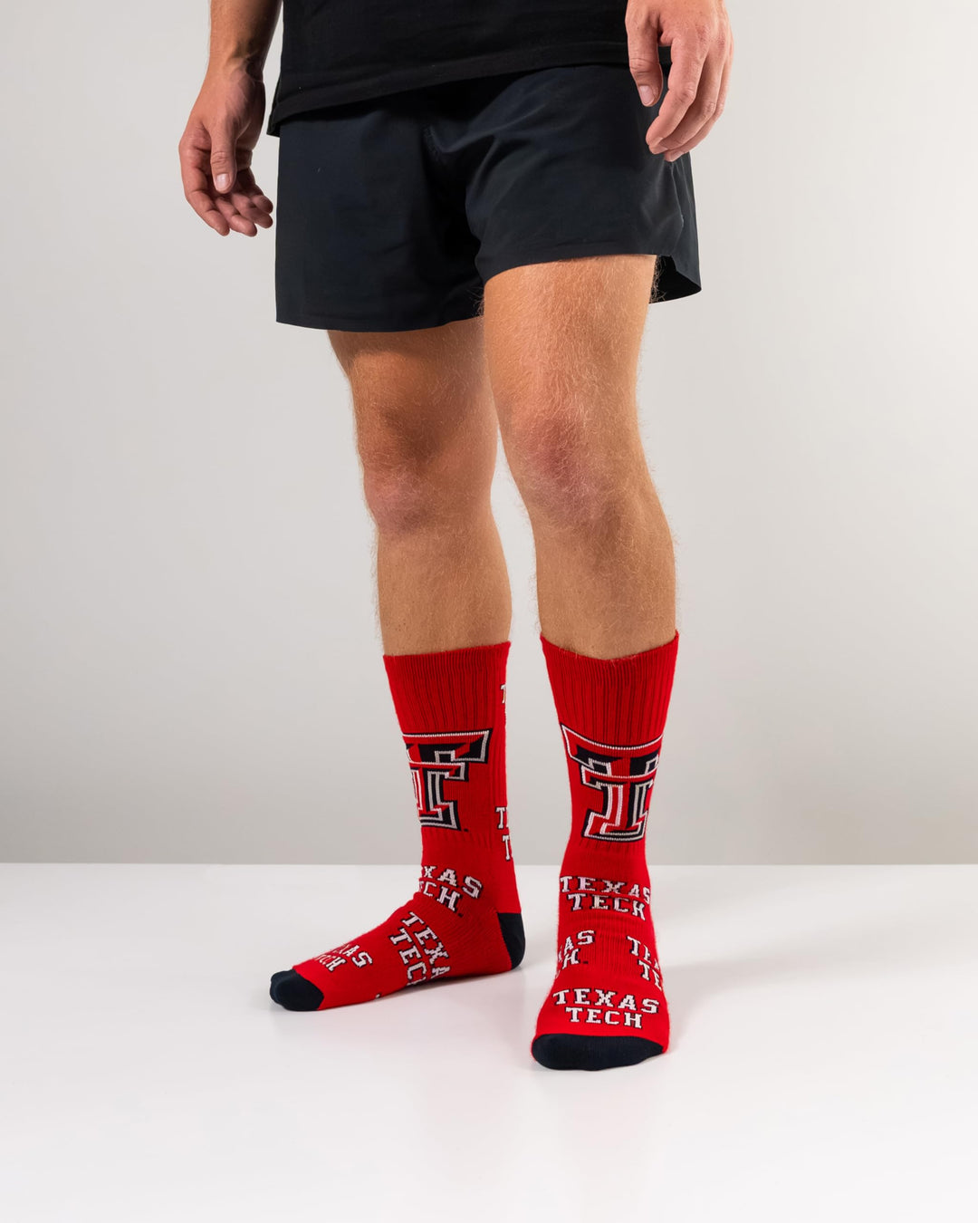TCK Mayhem NCAA Crew Socks - Texas Tech Red Raiders (Scarlet/Black/White, Large)