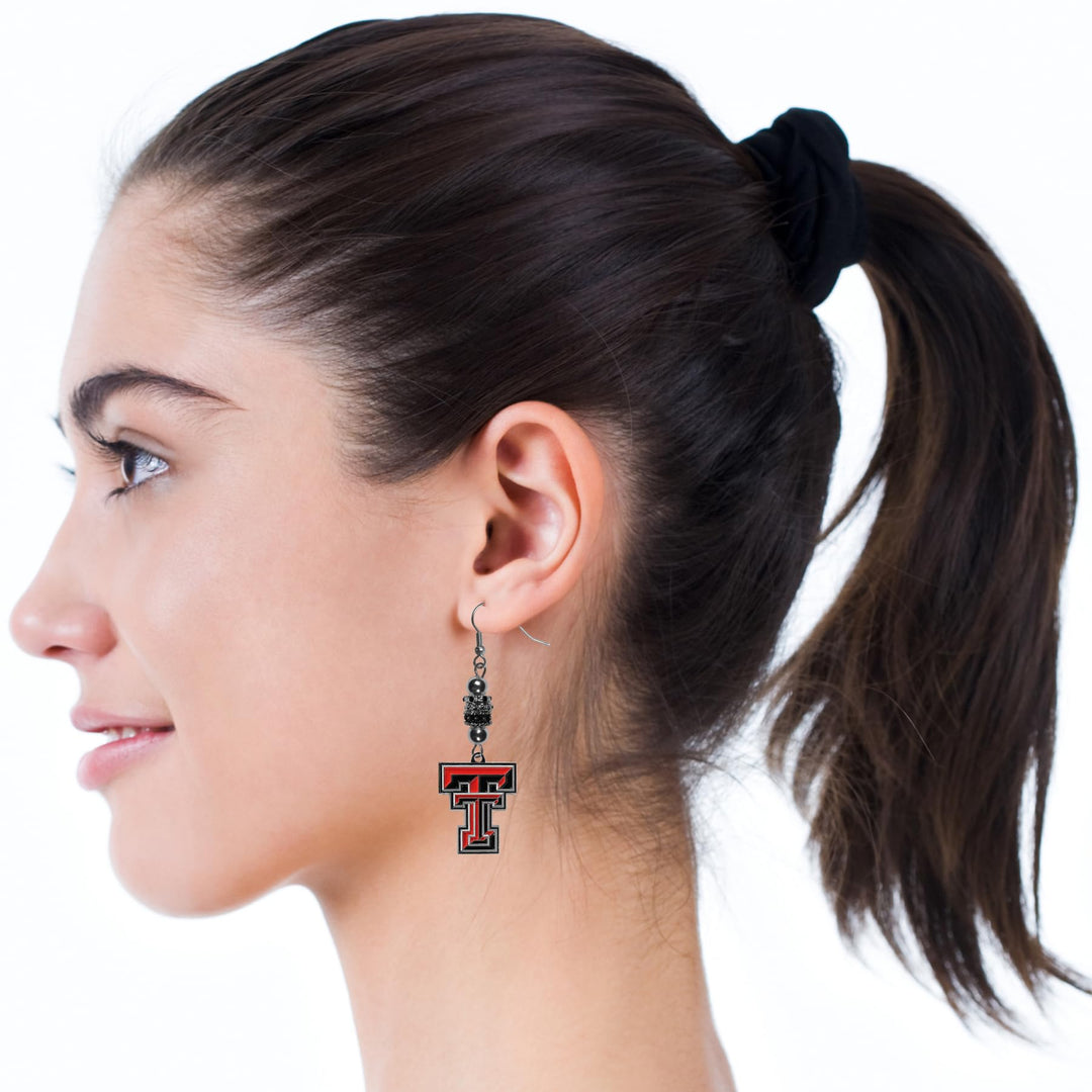 Womens Texas Tech Red Raiders Euro Bead Earrings One Size