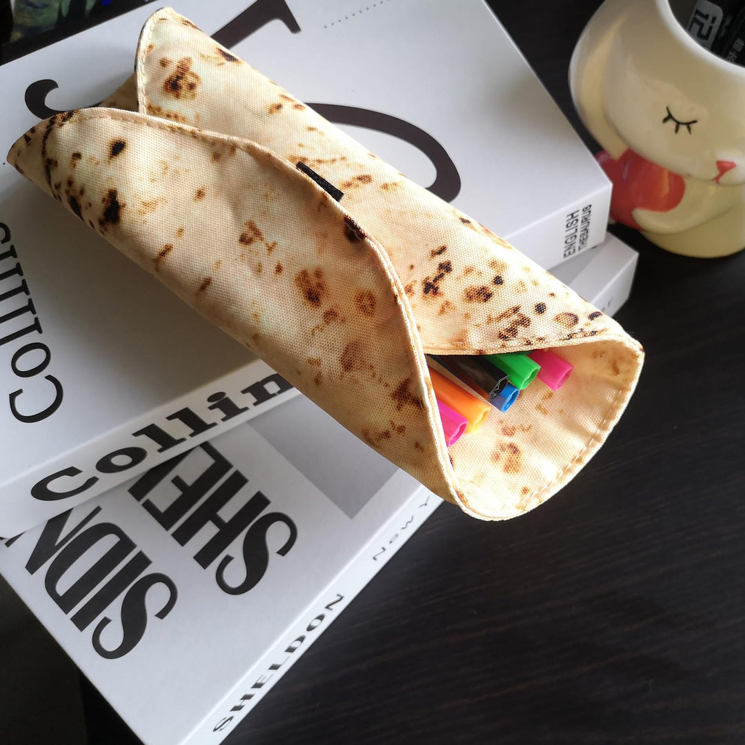 Tortilla Roll-Up Pencil Case, Creative Cute Taco School Supplies Pen Pouch Bag for Kids &amp; Students, Perfect Indian Return Gifts, Christmas Party Graduation Classroom Office Favors