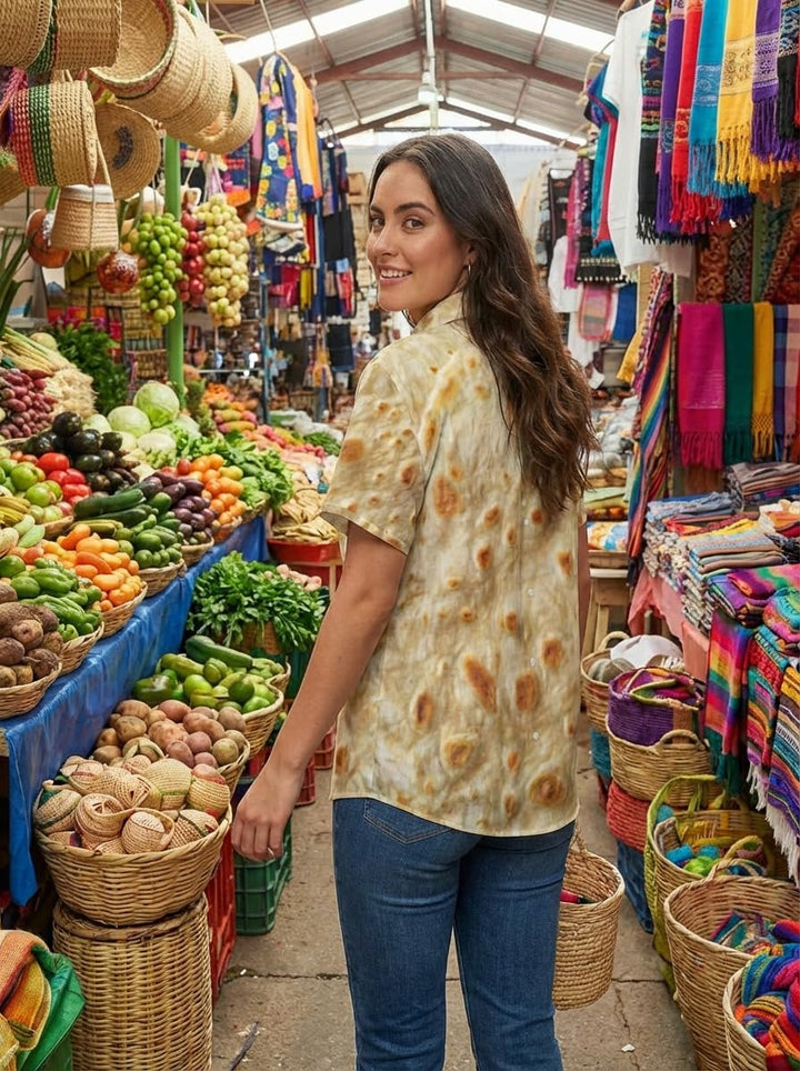 Tortilla Print Hawaiian Shirt  Button Down Shirt