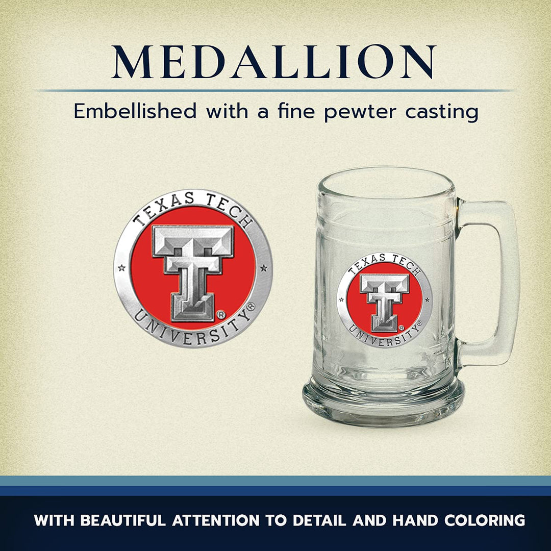 Heritage Pewter Texas Tech Beer Stein Glass | 15 Ounce German-Style Beer Glass