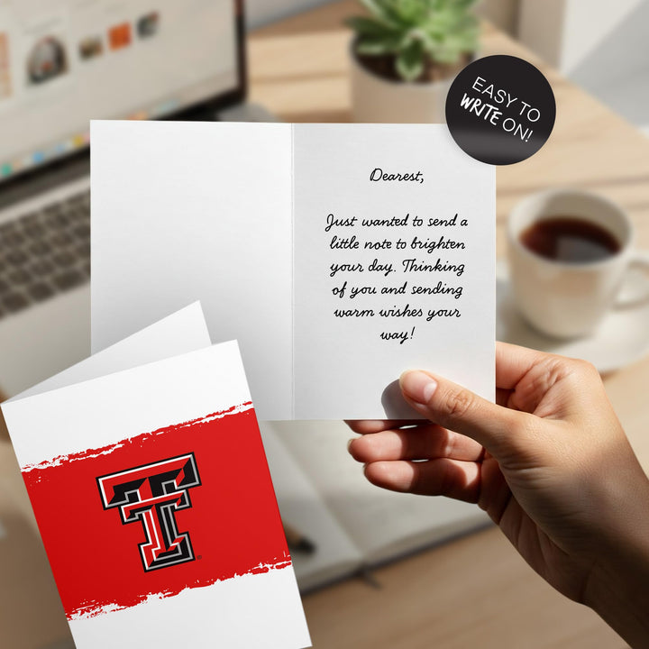 Desert Cactus Texas Tech University 5x7 Inch Greeting Card TTU Red Raiders Single Folded Cardstock with Envelope Party Celebration Officially Licensed (5x7 Card B - Blank)