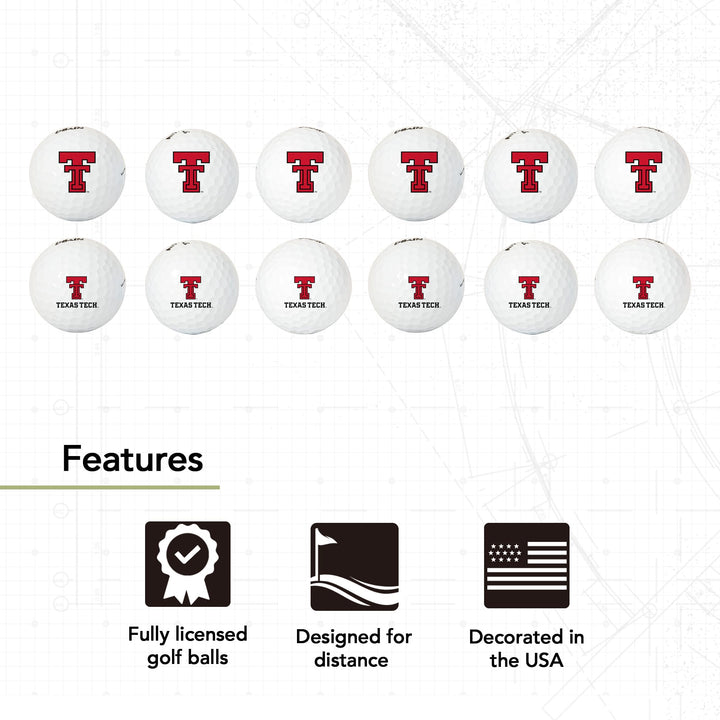 Desert Cactus Texas Tech University Golf Balls 12 Pack – TTU Red Raiders Full Color Dozen – Officially Licensed Sport Team Accessory