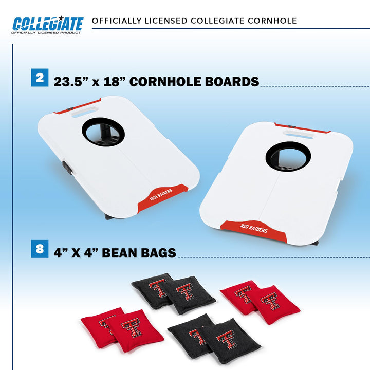 Wild Sports NCAA Texas Tech Red Raiders Pro Football All-Weather Cornhole Set - Travel Bean Bag Toss Set Includes 8 Bean Bags