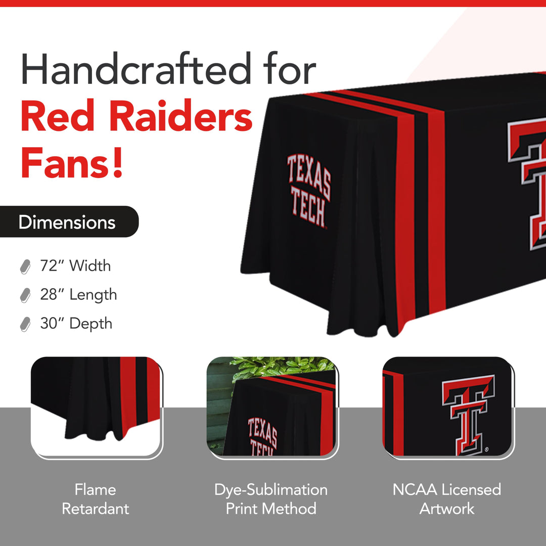 Victory Corps Texas Tech Red Raiders College Sports Printed Table Throw - NCAA Licensed - Polyester - School Tablecloth (Black, Red) (6&