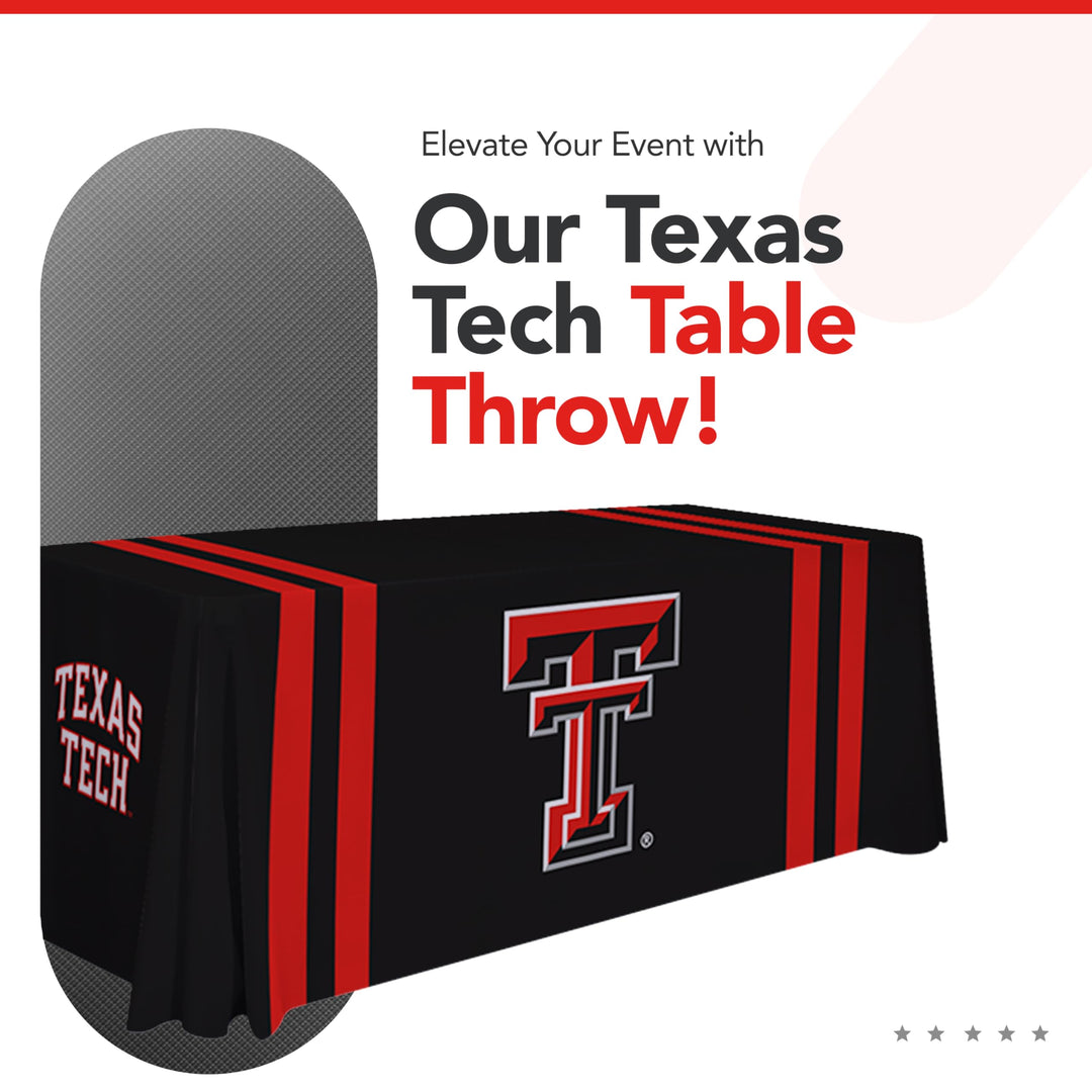 Victory Corps Texas Tech Red Raiders College Sports Printed Table Throw - NCAA Licensed - Polyester - School Tablecloth (Black, Red) (6&