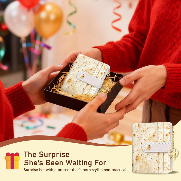 Tortilla Lover Rfid Women Wallet, Small Slim Thin Compact Credit Card Wallet, PU Leather Bifold Cash Wallet, Zipper Coin Pocket ID Window, Gifts