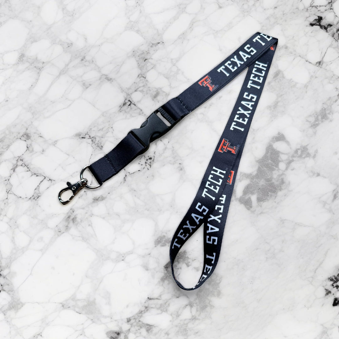 Desert Cactus Texas Tech University Lanyard TTU Red Raiders Car Keys ID Badge Holder Keychain Detachable Breakaway Snap Buckle (Black)