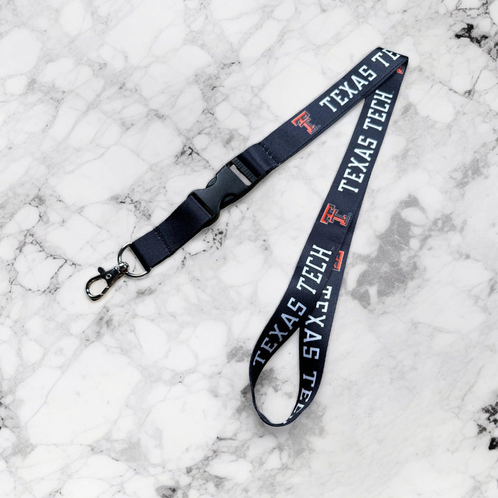 Desert Cactus Texas Tech University Lanyard TTU Red Raiders Car Keys ID Badge Holder Keychain Detachable Breakaway Snap Buckle (Black)
