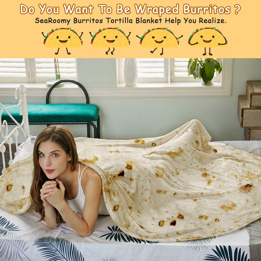 Tortilla Blanket, Wrap Blanket Double Sided, Round Giant Soft Blankets 47 inches