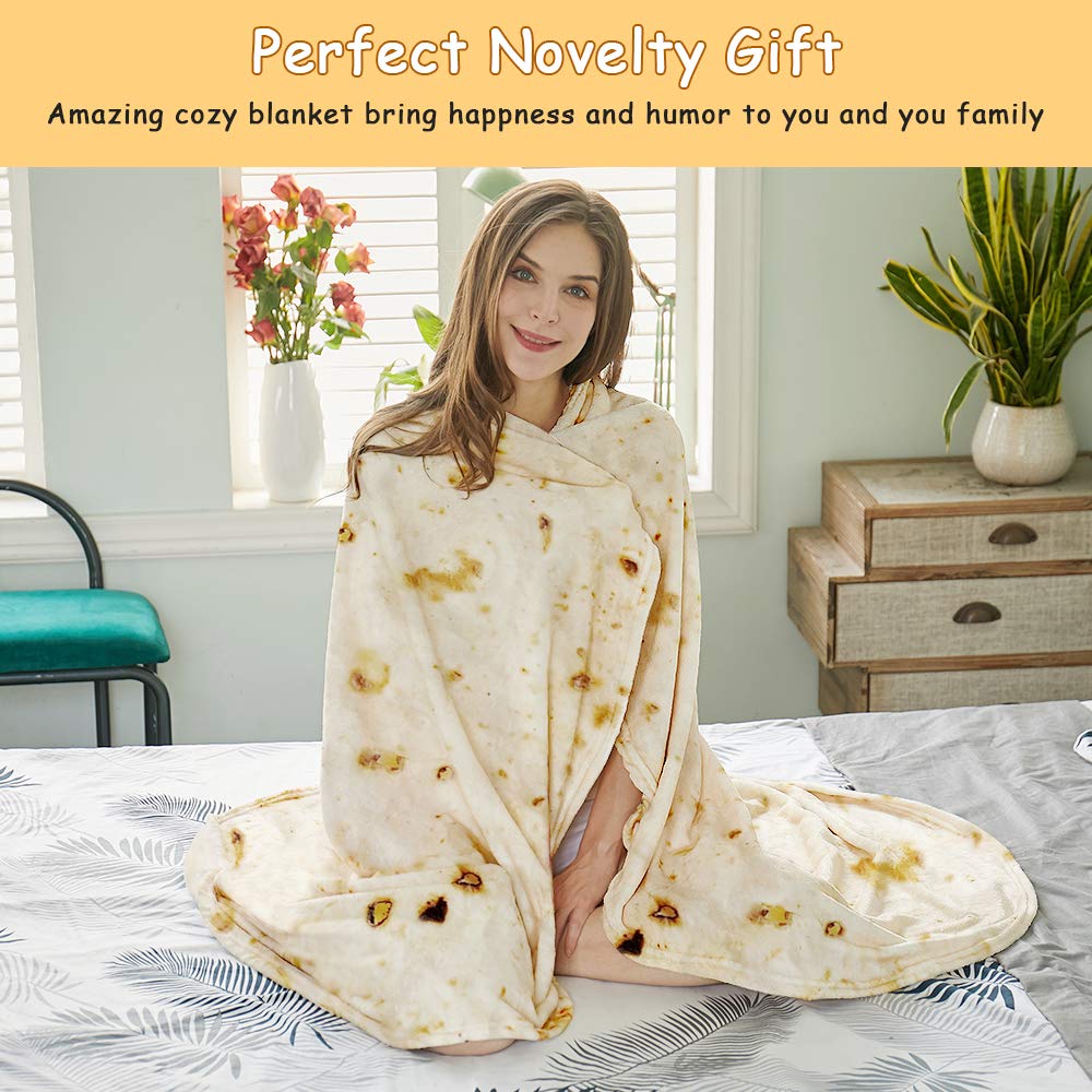 Tortilla Blanket, Wrap Blanket Double Sided, Round Giant Soft Blankets 47 inches