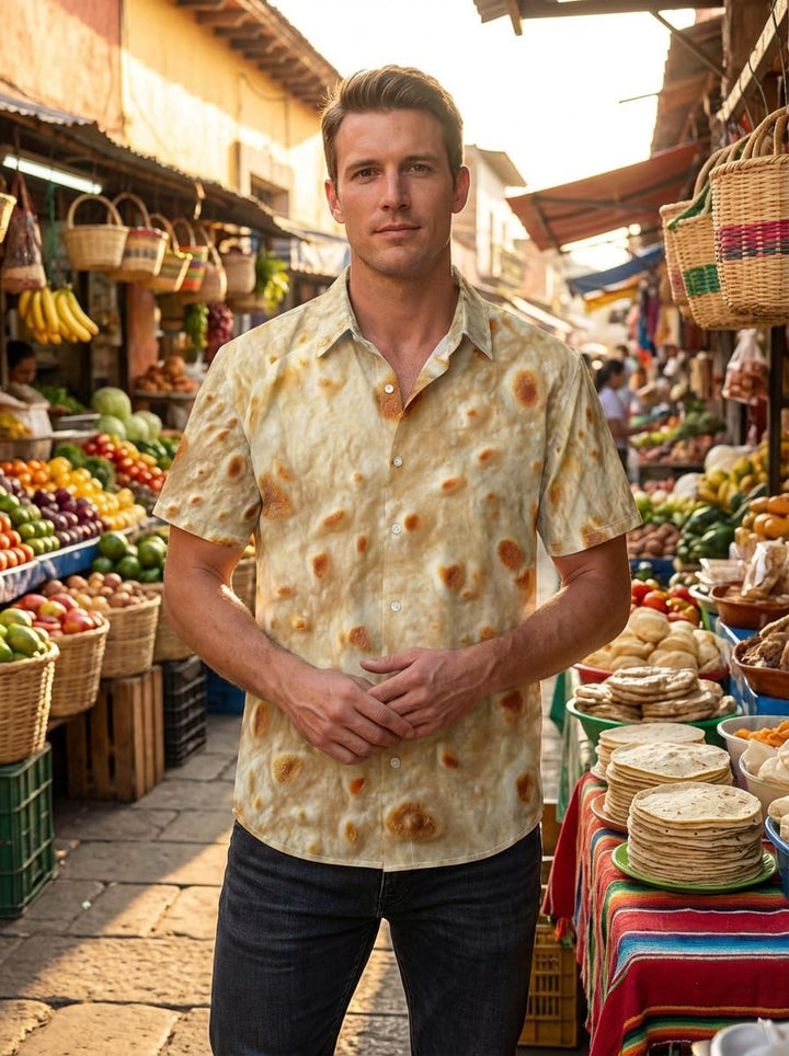 Tortilla Print Hawaiian Shirt  Button Down Shirt