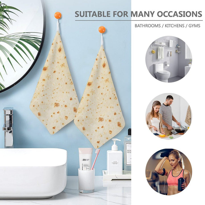 Tortilla Pattern Bathroom Microfiber Hand Towel Quick Dry Small Towel Set Bathroom and Kitchen