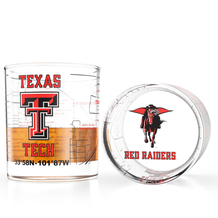 Greenline Goods Texas Tech University Red Raiders Whiskey Glasses Set of 2, 10 oz Rocks Glasses with Full-Color Logo &amp; Campus Map – Officially Licensed Bourbon Glass Gift for Alumni &amp; Fans