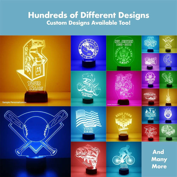 Custom Texas Tech University Red Raiders Logo LED Sign Night Light Lamp with Remote and Personalized Name or Image, Officially Licensed from the CLC by Mirror Magic Gifts, Made in the USA