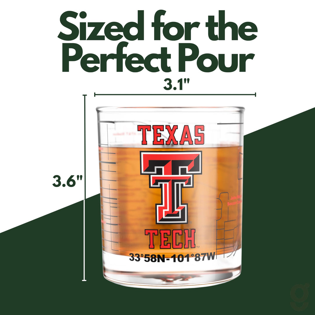 Greenline Goods Texas Tech University Red Raiders Whiskey Glasses Set of 2, 10 oz Rocks Glasses with Full-Color Logo &amp; Campus Map – Officially Licensed Bourbon Glass Gift for Alumni &amp; Fans