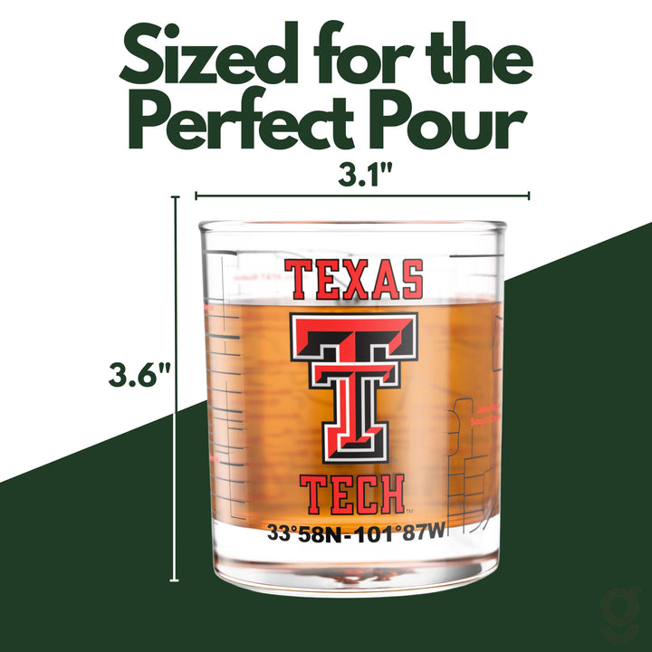 Greenline Goods Texas Tech University Red Raiders Whiskey Glasses Set of 2, 10 oz Rocks Glasses with Full-Color Logo &amp; Campus Map – Officially Licensed Bourbon Glass Gift for Alumni &amp; Fans