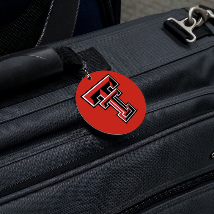 Texas Tech University Raiders Logo Round Luggage ID Tag Card Suitcase Carry-On
