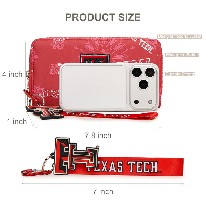Montana West Texas Tech Mini Organizer Wristlet Wallet for Women - NCAA Official, Texas Tech Team Purse with RFID Blocking, Zipper Wallet for Sport Fan Gift, Game Day, Concert | Red, NC-TTU011RD